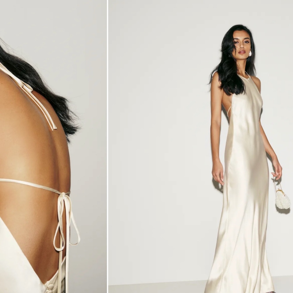 Reformation Jeany Silk Dress Ivory - Size M